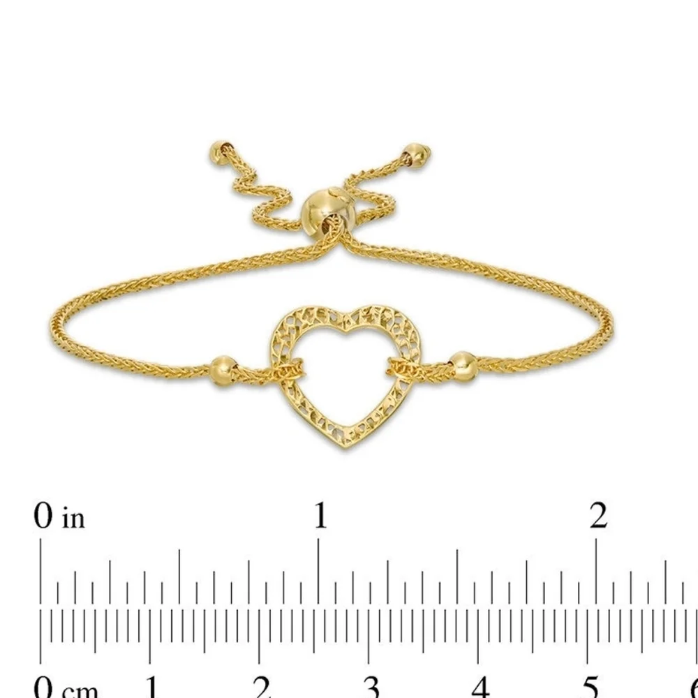 Zales 14k Gold Heart Outline Bolo Bracelet In Gold - 8